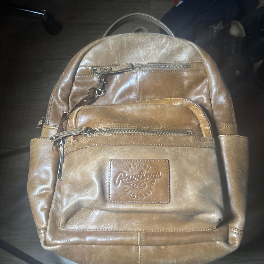 Rawlings Rugged Brown Leather Backpack – USED – Well Loved – Fair Condition